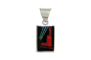 Native American Jewelry - David Rosales Red Moon Square Pendant