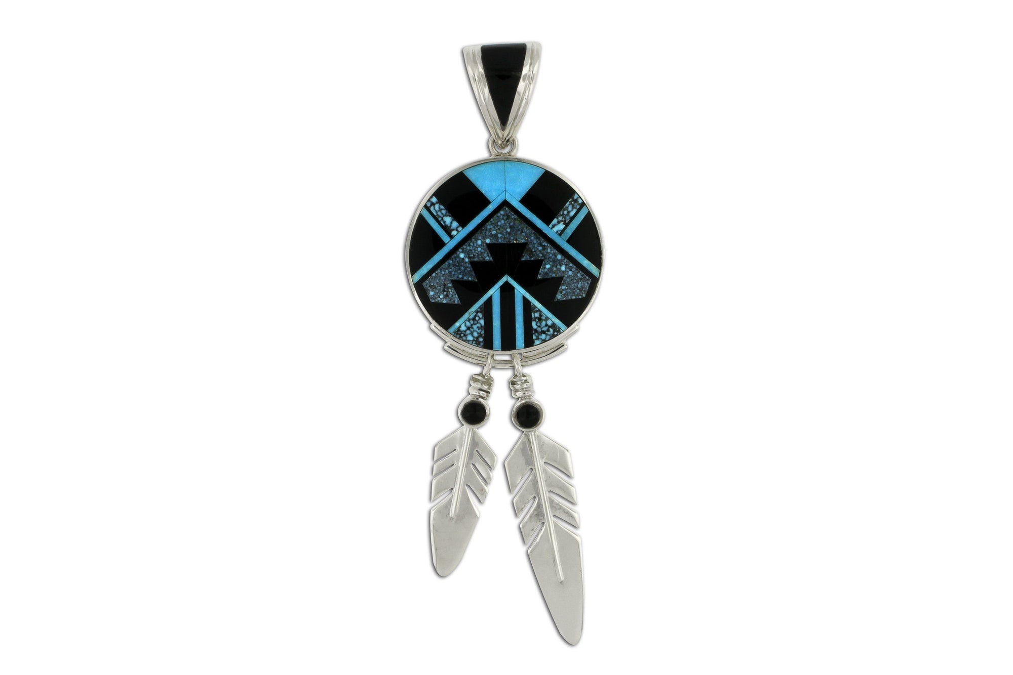 David Rosales Shadow Peak Feather Pendant - Turquoise Jewelry