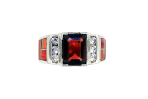 Native American Jewelry - David Rosales Spiny Oyster & Garnet Ring