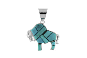 Native American Turquoise Jewelry - David Rosales Buffalo Pendant