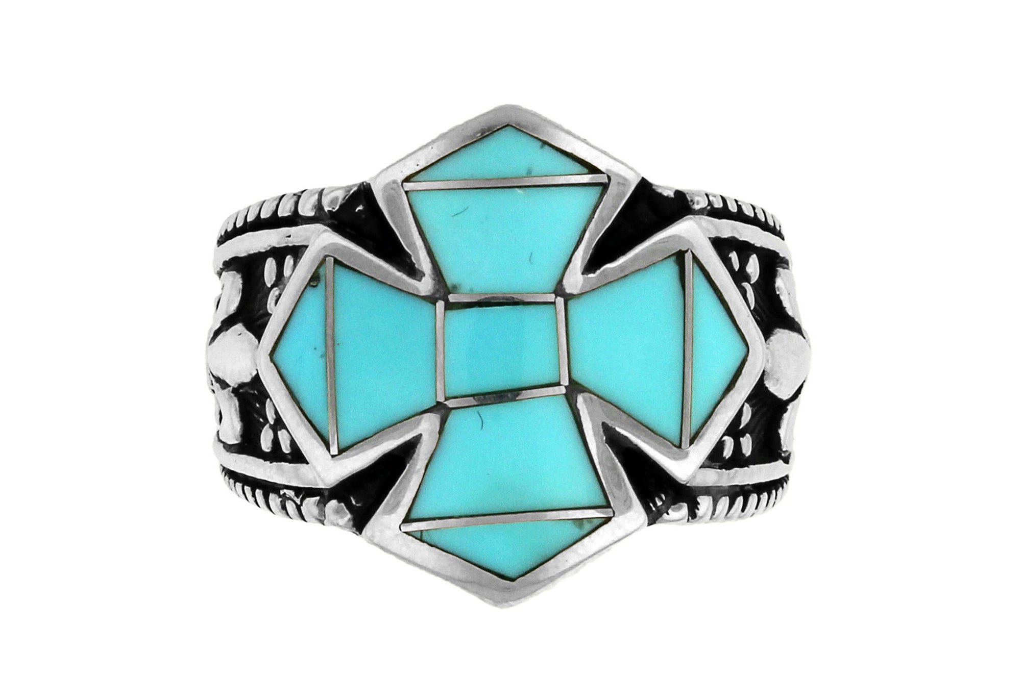 David Rosales Turquoise Cross Ring - Men's Turquoise Jewelry