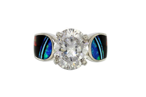 Opal and CZ Ring by David Rosales - Native American Jewelry