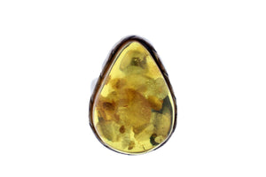 Large Genuine Amber Ring - Handmade Jewelry