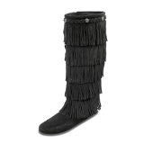 Moccasin - 5-Layer Fringe Boot With Rubber Sole By Minnetonka Moccasins