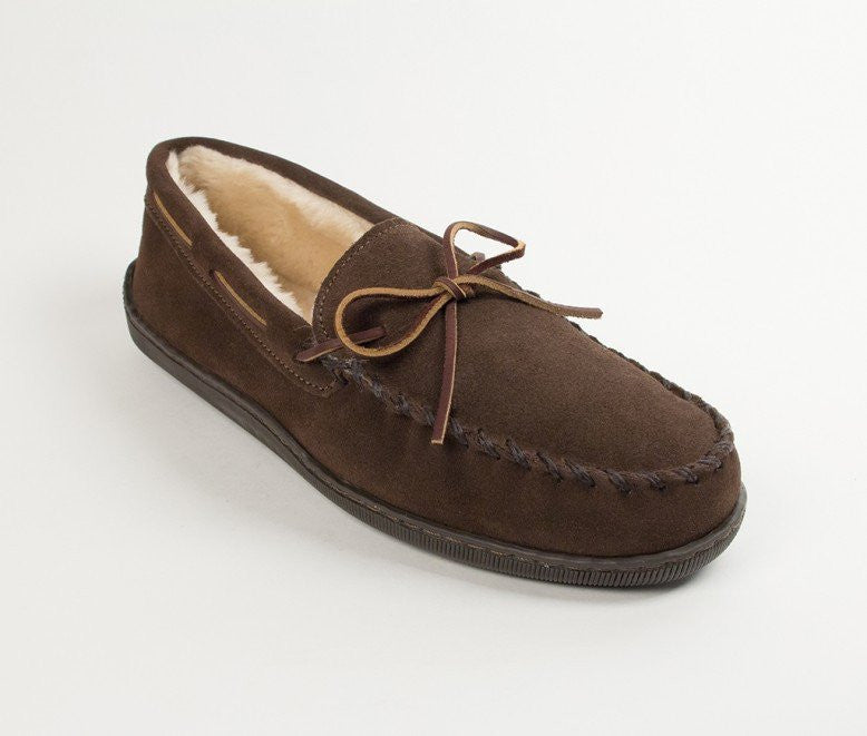 Mens leather moccasin slippers hard sole online